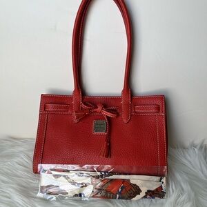 Dooney and Burke vintage leather satchel bag in orange EUC
